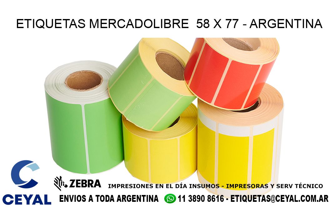 ETIQUETAS MERCADOLIBRE  58 x 77 - ARGENTINA