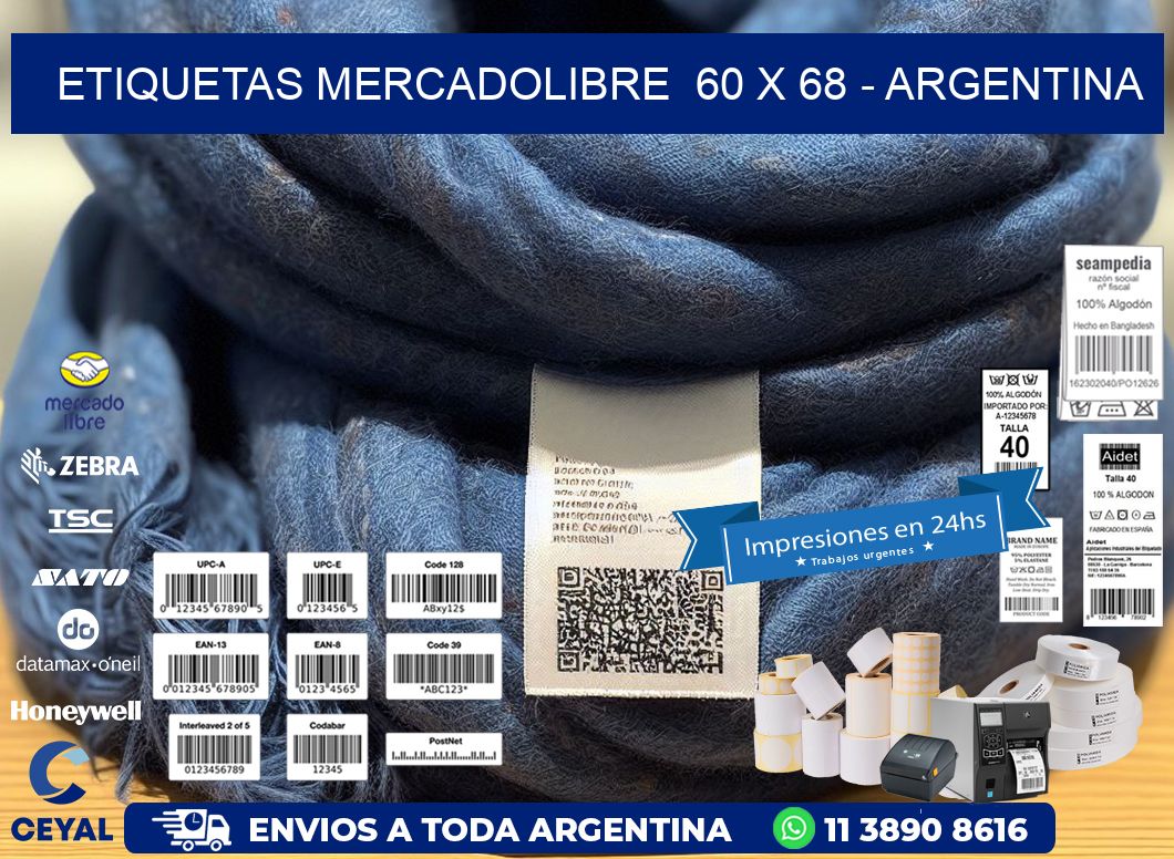 ETIQUETAS MERCADOLIBRE  60 x 68 - ARGENTINA