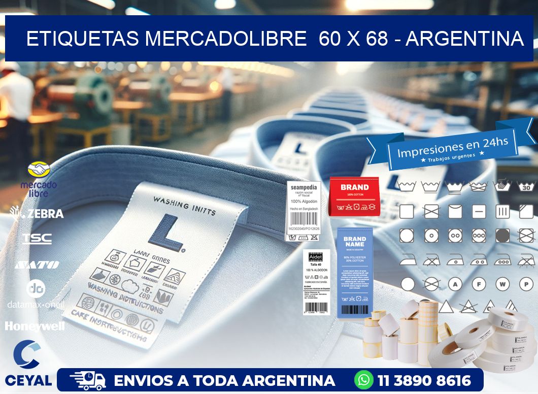 ETIQUETAS MERCADOLIBRE  60 x 68 - ARGENTINA