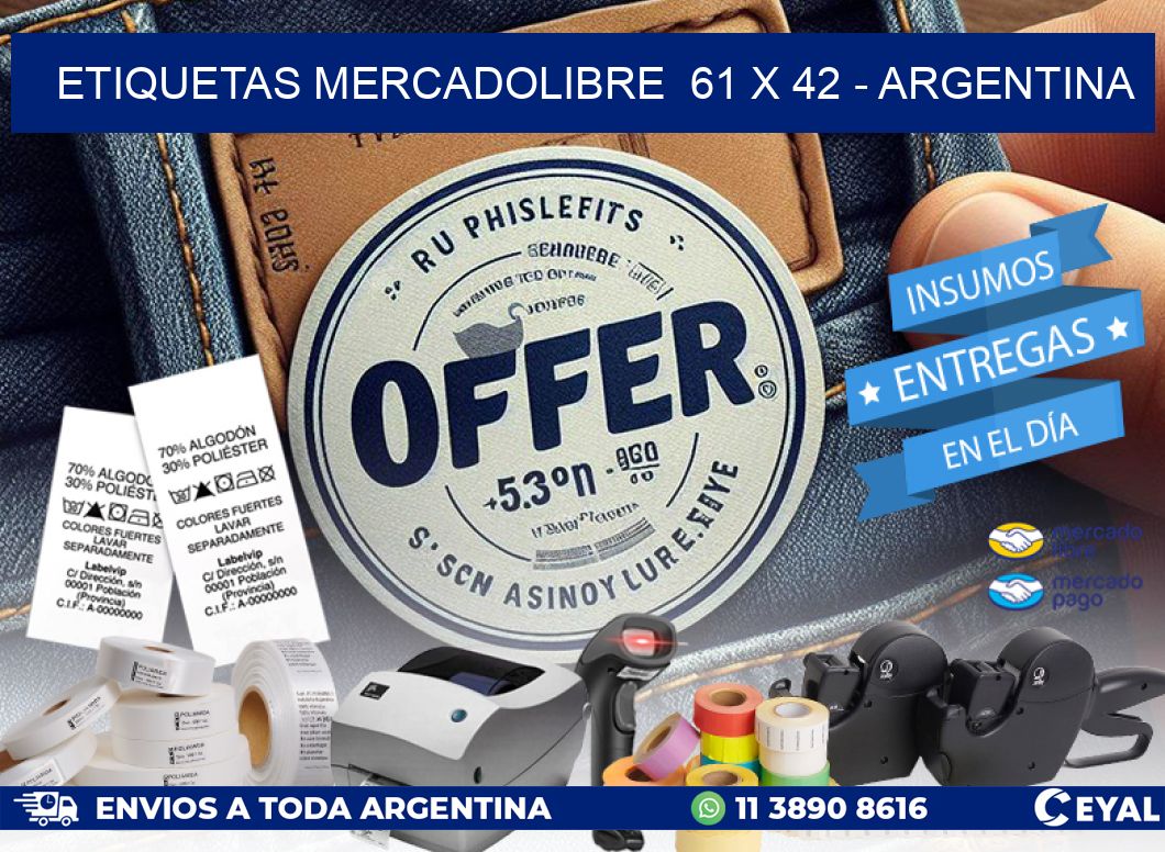 ETIQUETAS MERCADOLIBRE  61 x 42 - ARGENTINA