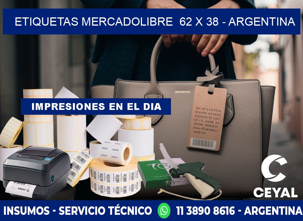 ETIQUETAS MERCADOLIBRE  62 x 38 - ARGENTINA