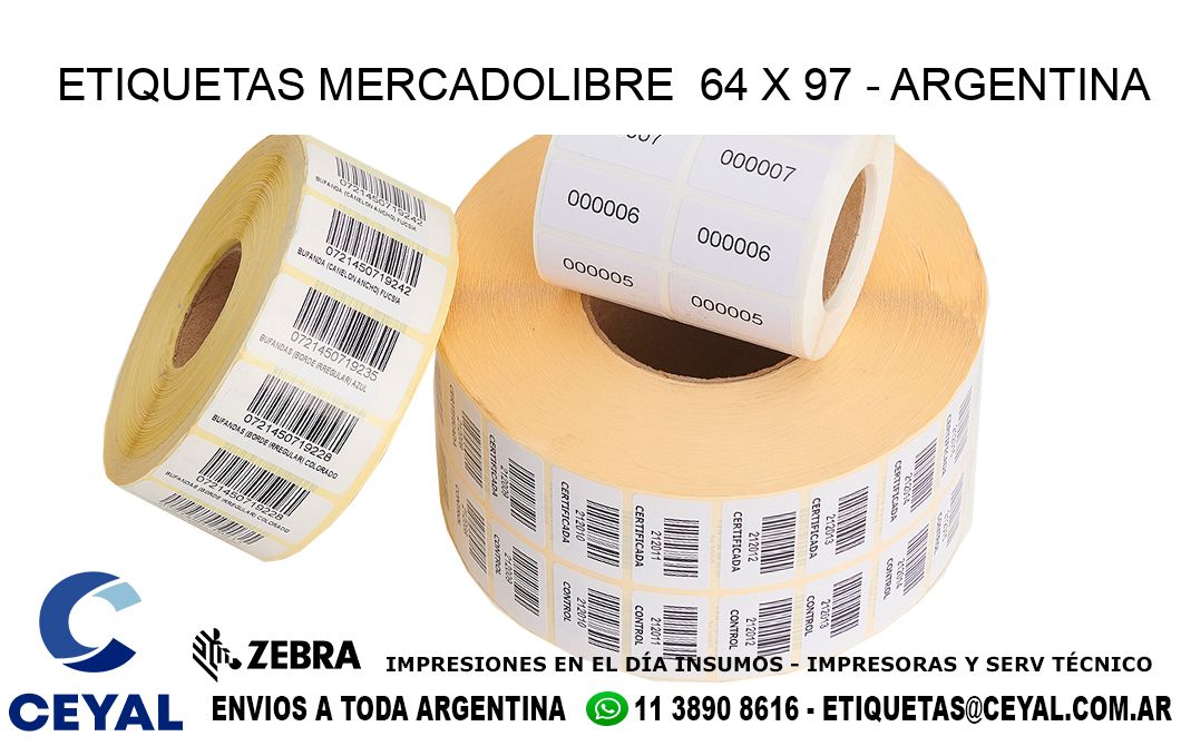 ETIQUETAS MERCADOLIBRE  64 x 97 - ARGENTINA