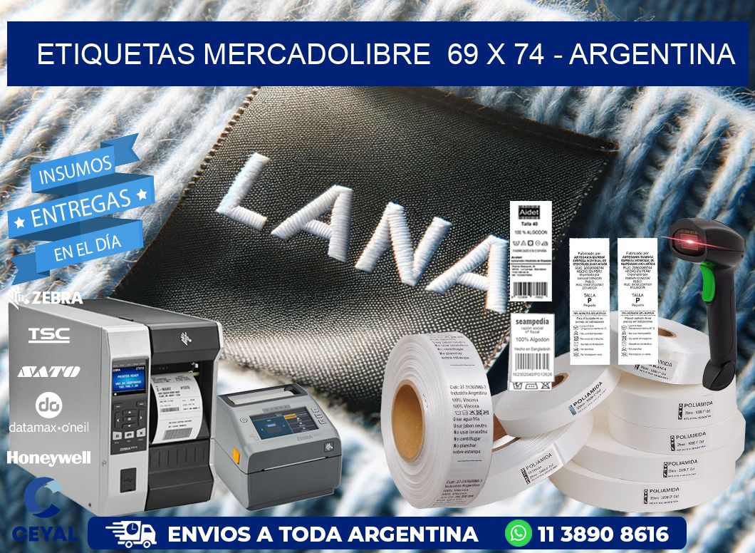 ETIQUETAS MERCADOLIBRE  69 x 74 - ARGENTINA