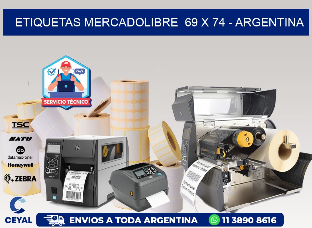 ETIQUETAS MERCADOLIBRE  69 x 74 - ARGENTINA