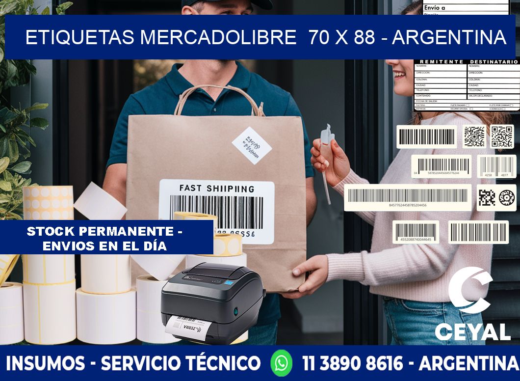 ETIQUETAS MERCADOLIBRE  70 x 88 - ARGENTINA