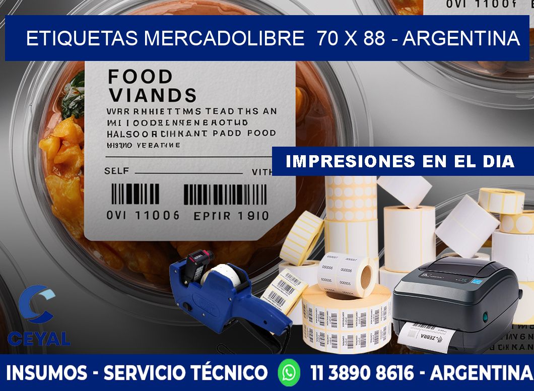 ETIQUETAS MERCADOLIBRE  70 x 88 - ARGENTINA