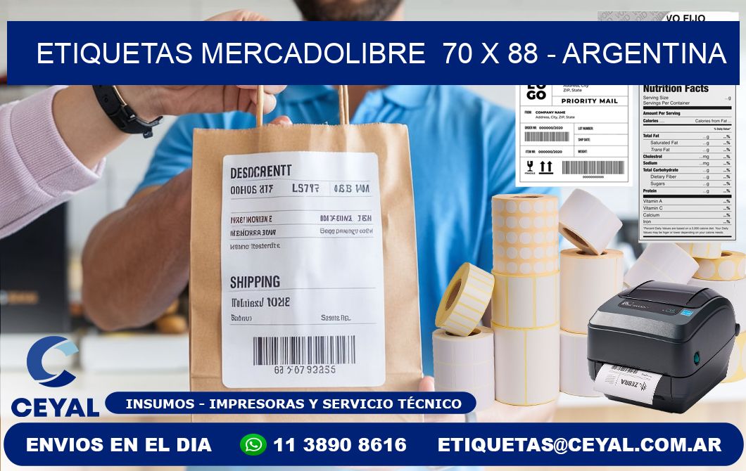 ETIQUETAS MERCADOLIBRE  70 x 88 - ARGENTINA