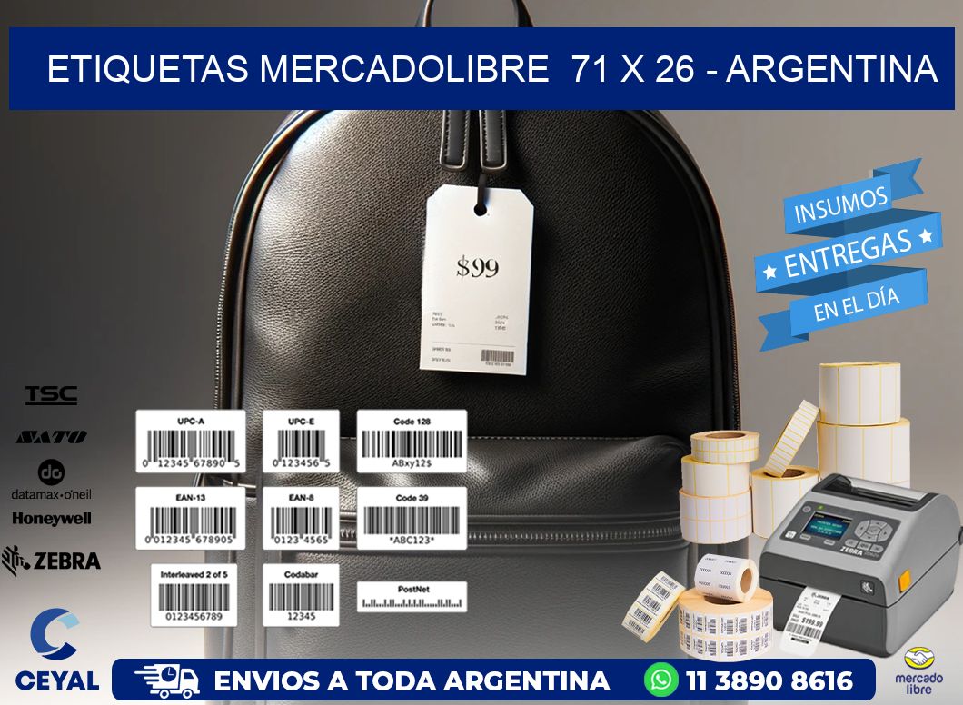 ETIQUETAS MERCADOLIBRE  71 x 26 - ARGENTINA