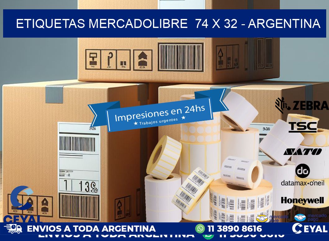 ETIQUETAS MERCADOLIBRE  74 x 32 - ARGENTINA