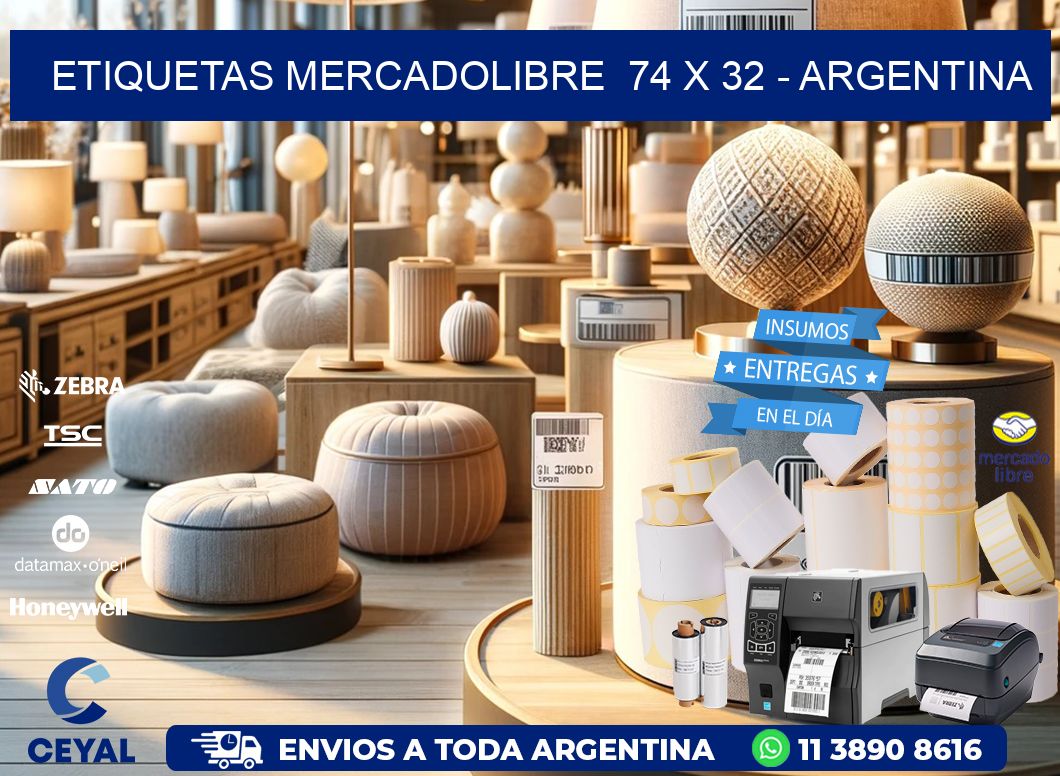 ETIQUETAS MERCADOLIBRE  74 x 32 - ARGENTINA