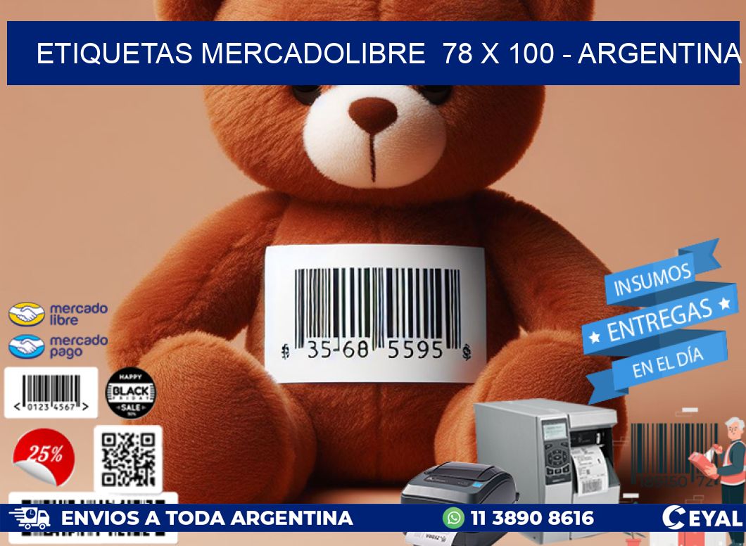 ETIQUETAS MERCADOLIBRE  78 x 100 - ARGENTINA