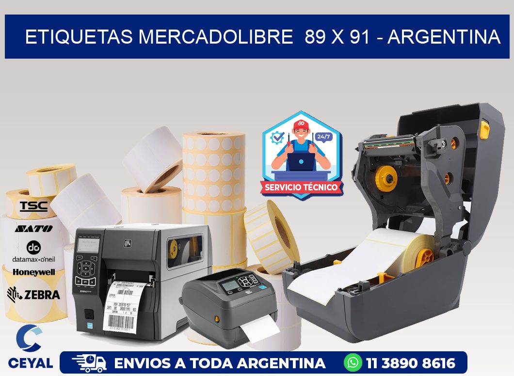 ETIQUETAS MERCADOLIBRE  89 x 91 - ARGENTINA