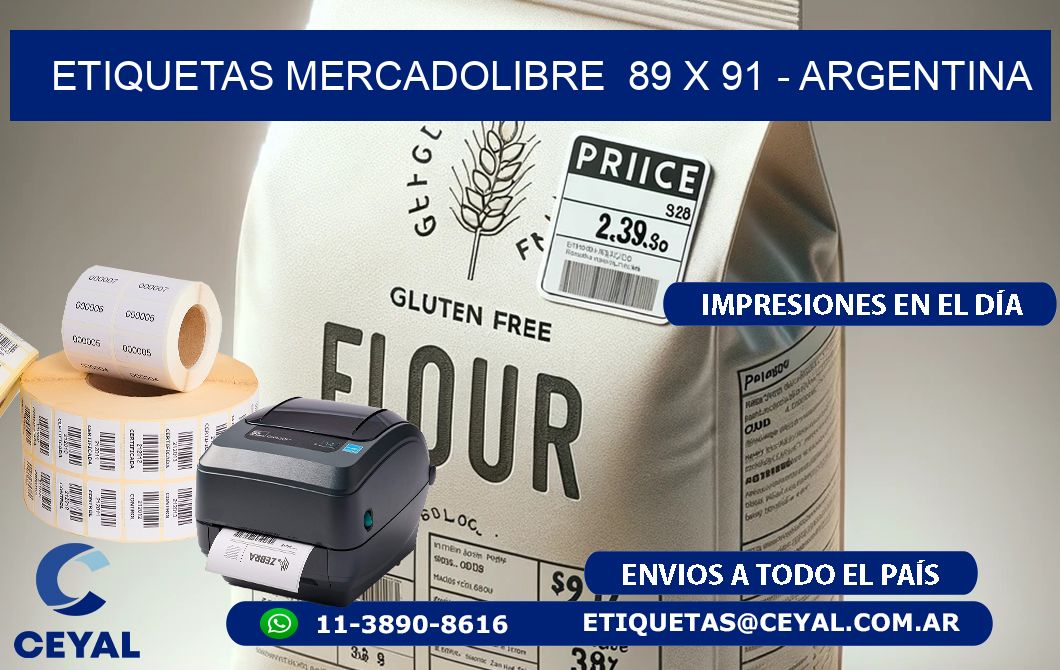 ETIQUETAS MERCADOLIBRE  89 x 91 - ARGENTINA