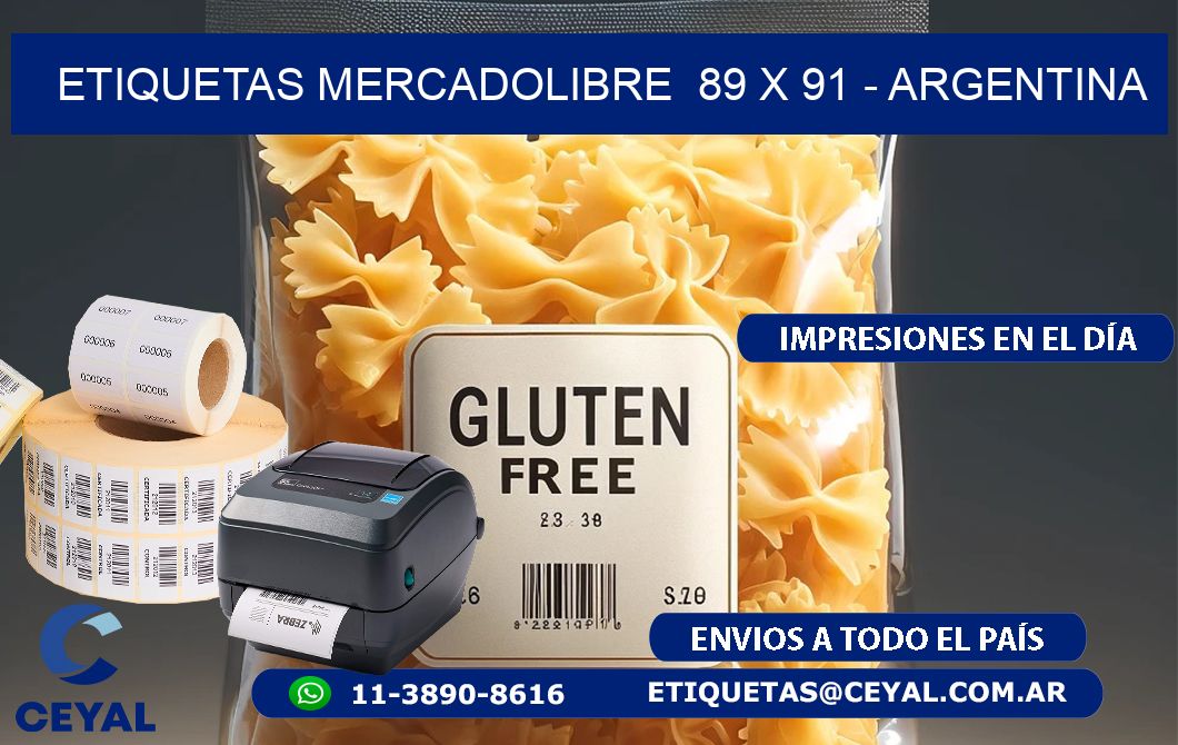 ETIQUETAS MERCADOLIBRE  89 x 91 - ARGENTINA