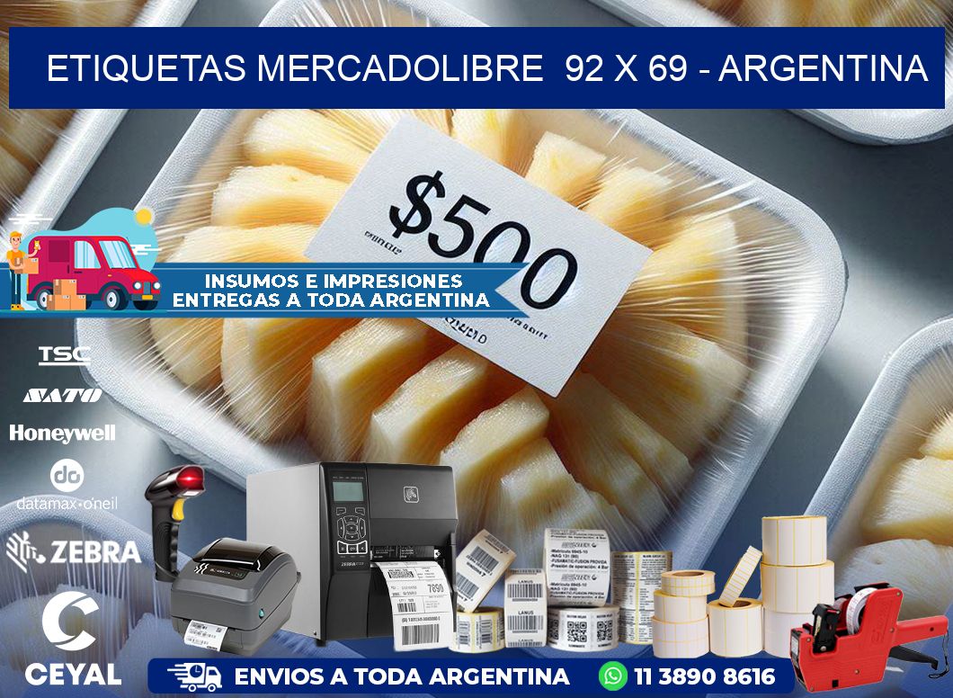 ETIQUETAS MERCADOLIBRE  92 x 69 - ARGENTINA