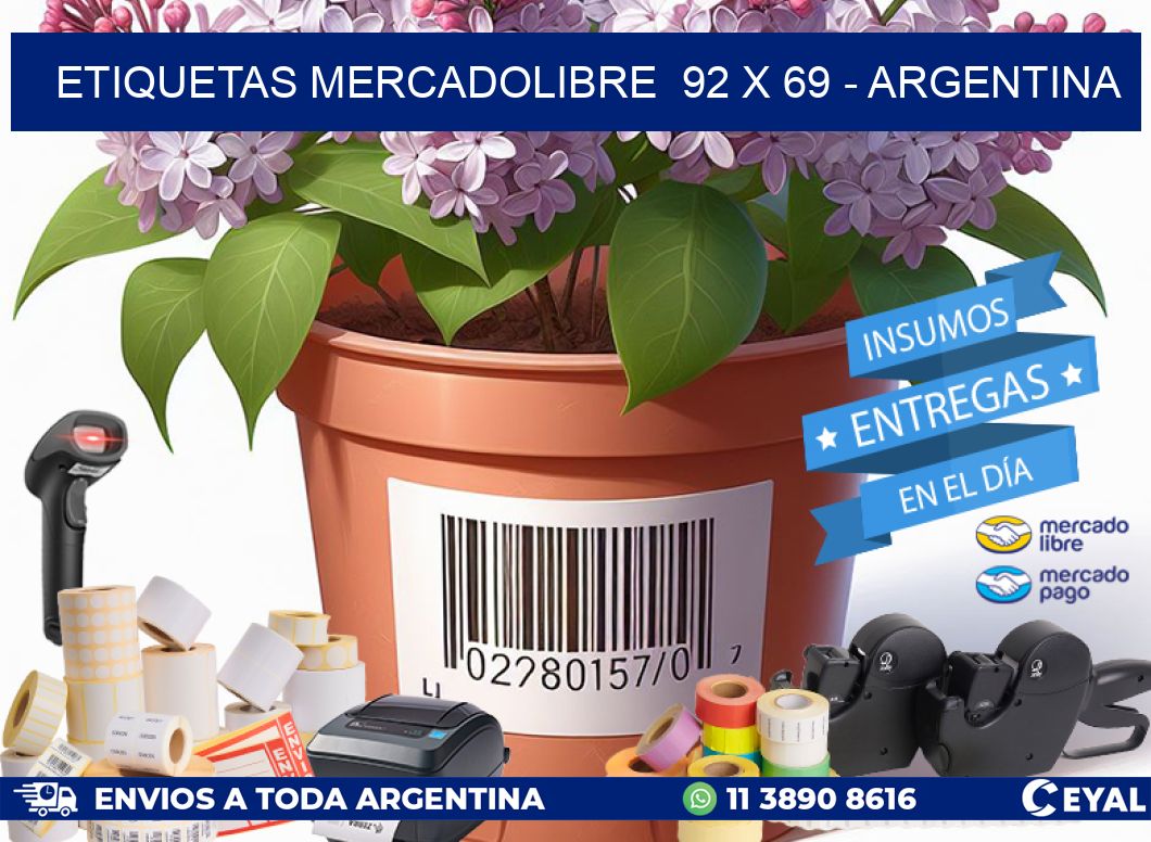 ETIQUETAS MERCADOLIBRE  92 x 69 - ARGENTINA