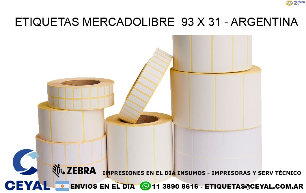 ETIQUETAS MERCADOLIBRE  93 x 31 - ARGENTINA