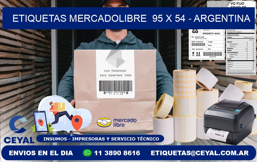 ETIQUETAS MERCADOLIBRE  95 x 54 - ARGENTINA