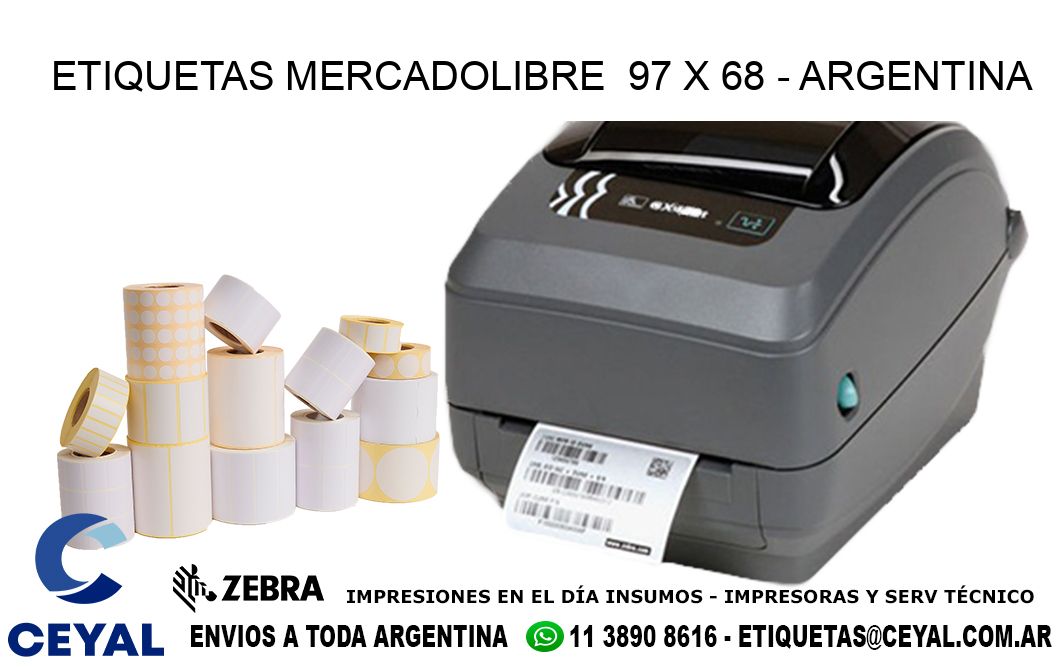 ETIQUETAS MERCADOLIBRE  97 x 68 - ARGENTINA