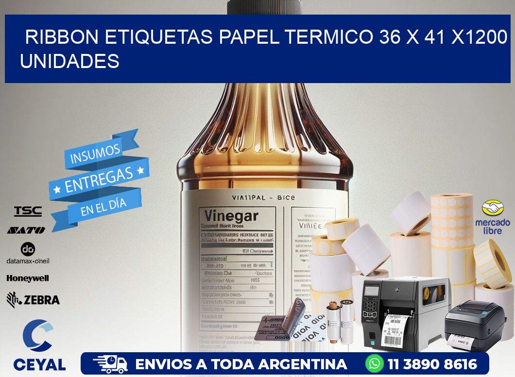 RIBBON ETIQUETAS PAPEL TERMICO 36 x 41 X1200 UNIDADES