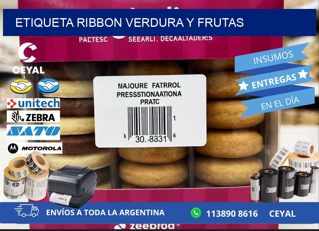 ETIQUETA RIBBON VERDURA Y FRUTAS