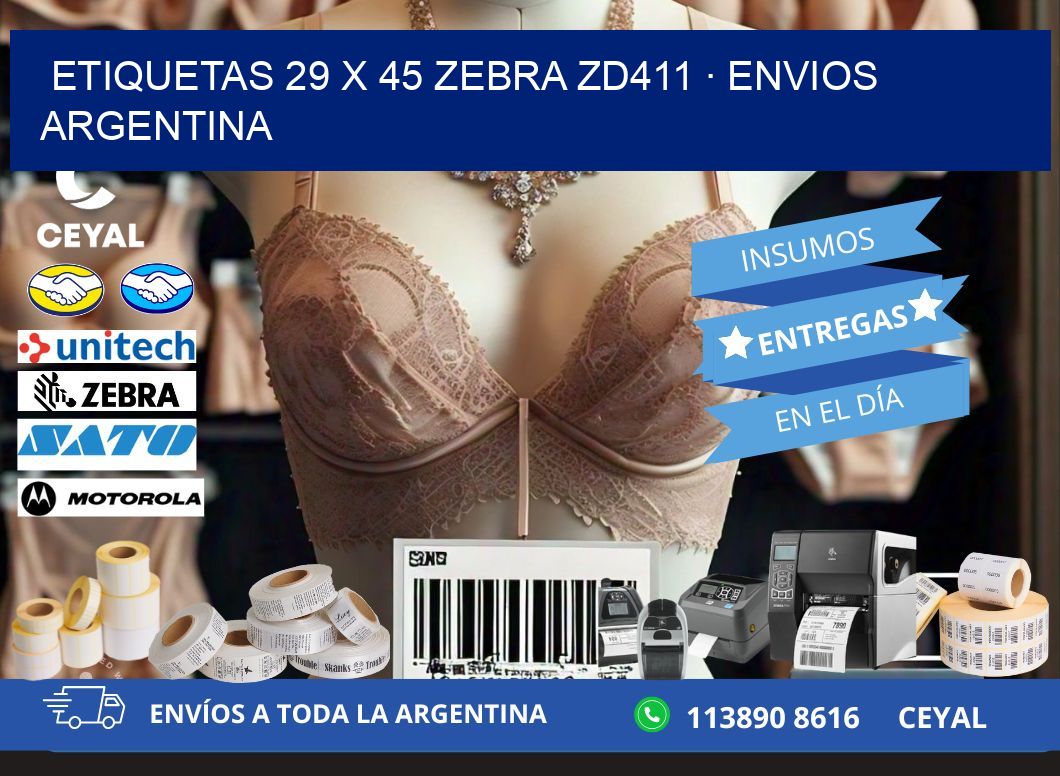 ETIQUETAS 29 x 45 ZEBRA ZD411 · ENVIOS ARGENTINA