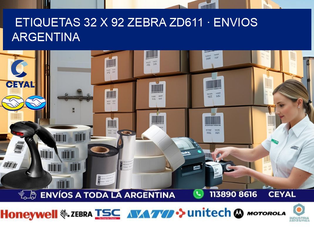ETIQUETAS 32 x 92 ZEBRA ZD611 · ENVIOS ARGENTINA