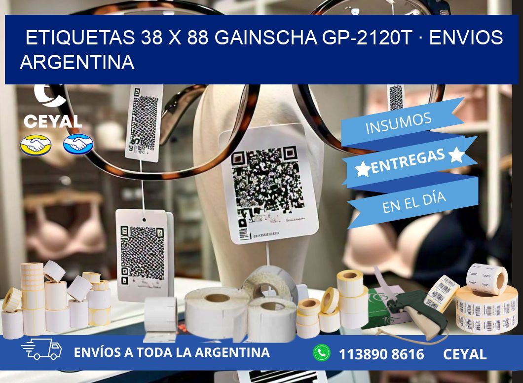 ETIQUETAS 38 x 88 GAINSCHA GP-2120T · ENVIOS ARGENTINA