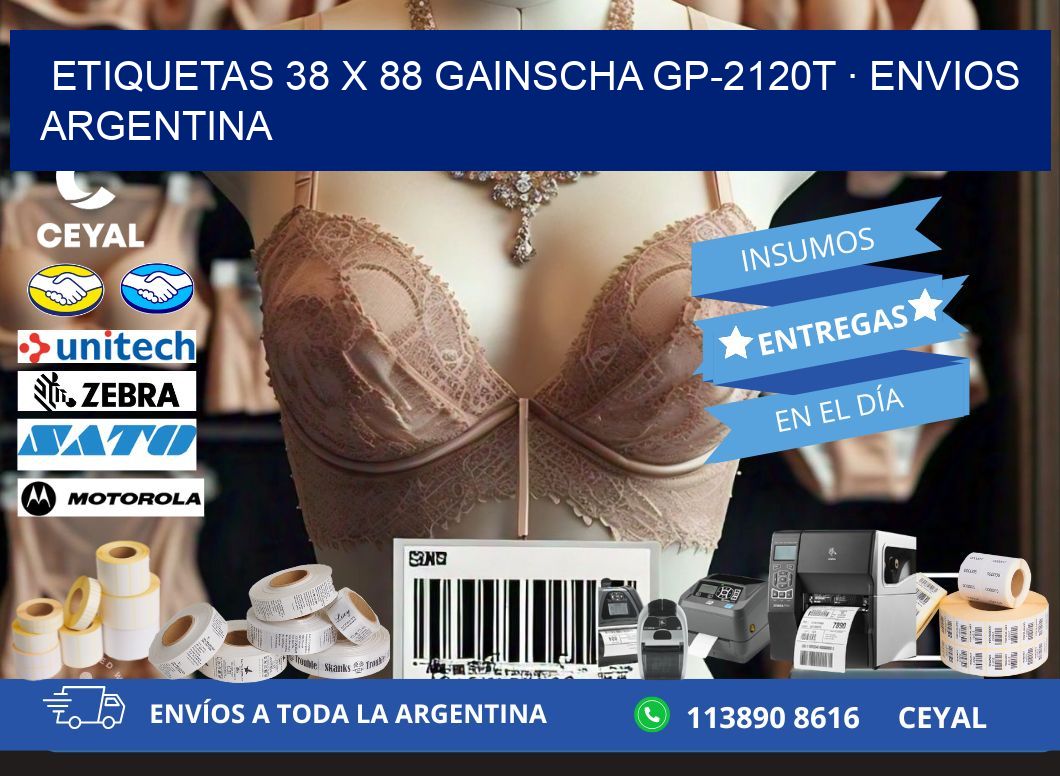 ETIQUETAS 38 x 88 GAINSCHA GP-2120T · ENVIOS ARGENTINA