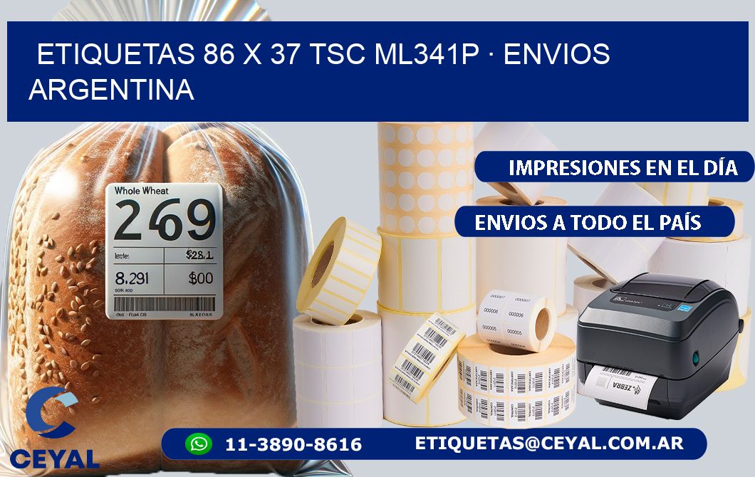 ETIQUETAS 86 x 37 TSC ML341P · ENVIOS ARGENTINA