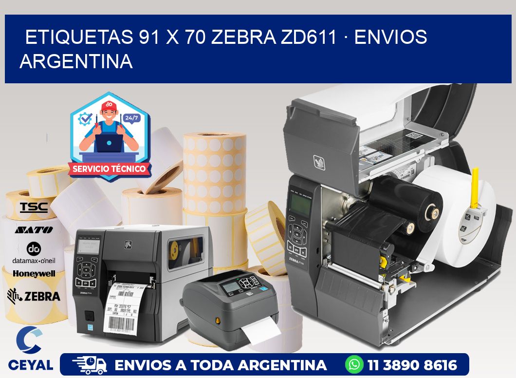 ETIQUETAS 91 x 70 ZEBRA ZD611 · ENVIOS ARGENTINA