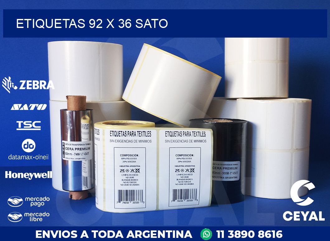 ETIQUETAS 92 x 36 SATO