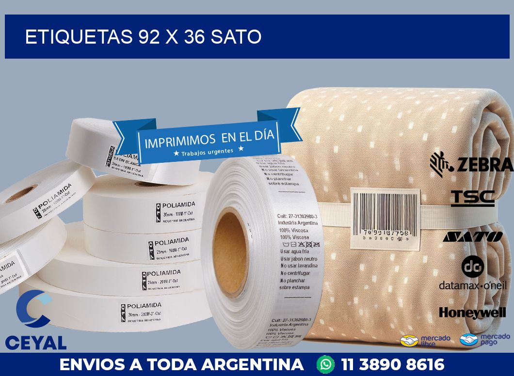 ETIQUETAS 92 x 36 SATO