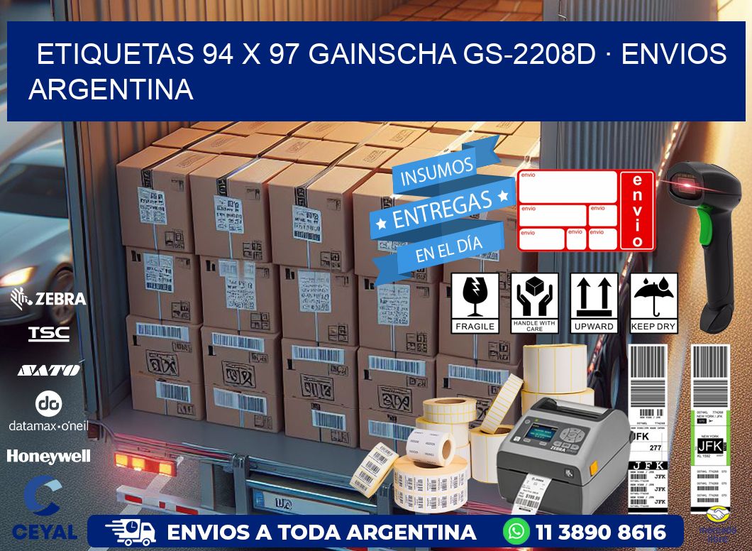 ETIQUETAS 94 x 97 GAINSCHA GS-2208D · ENVIOS ARGENTINA