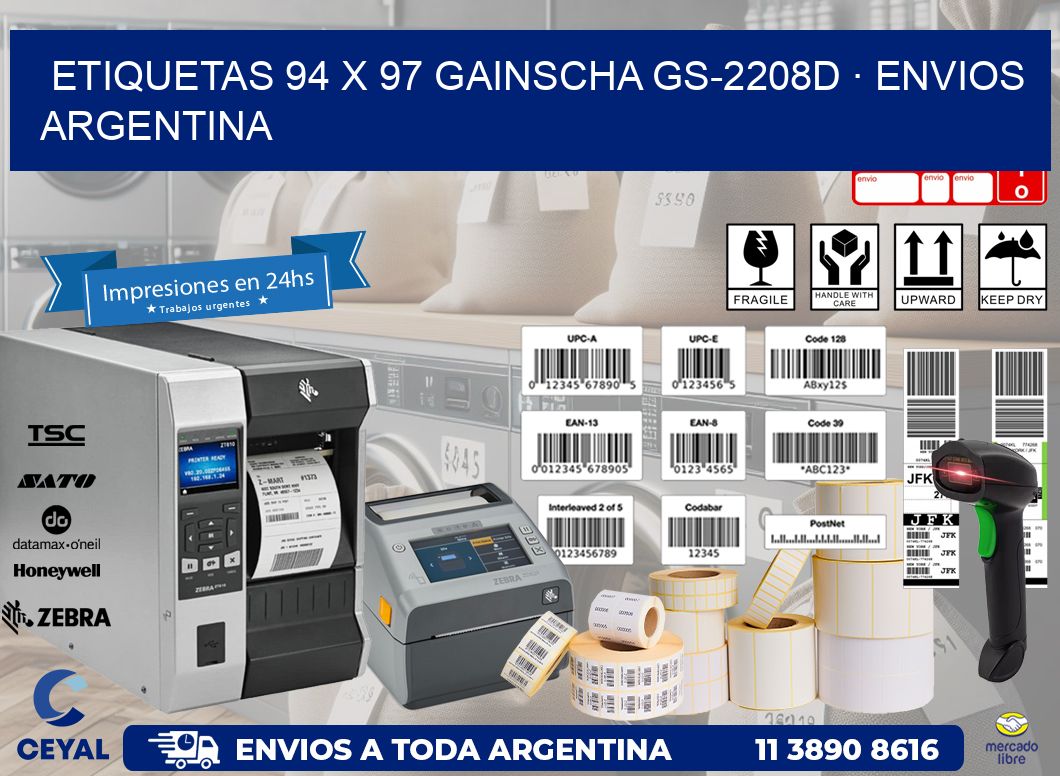 ETIQUETAS 94 x 97 GAINSCHA GS-2208D · ENVIOS ARGENTINA