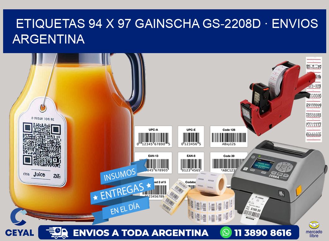 ETIQUETAS 94 x 97 GAINSCHA GS-2208D · ENVIOS ARGENTINA