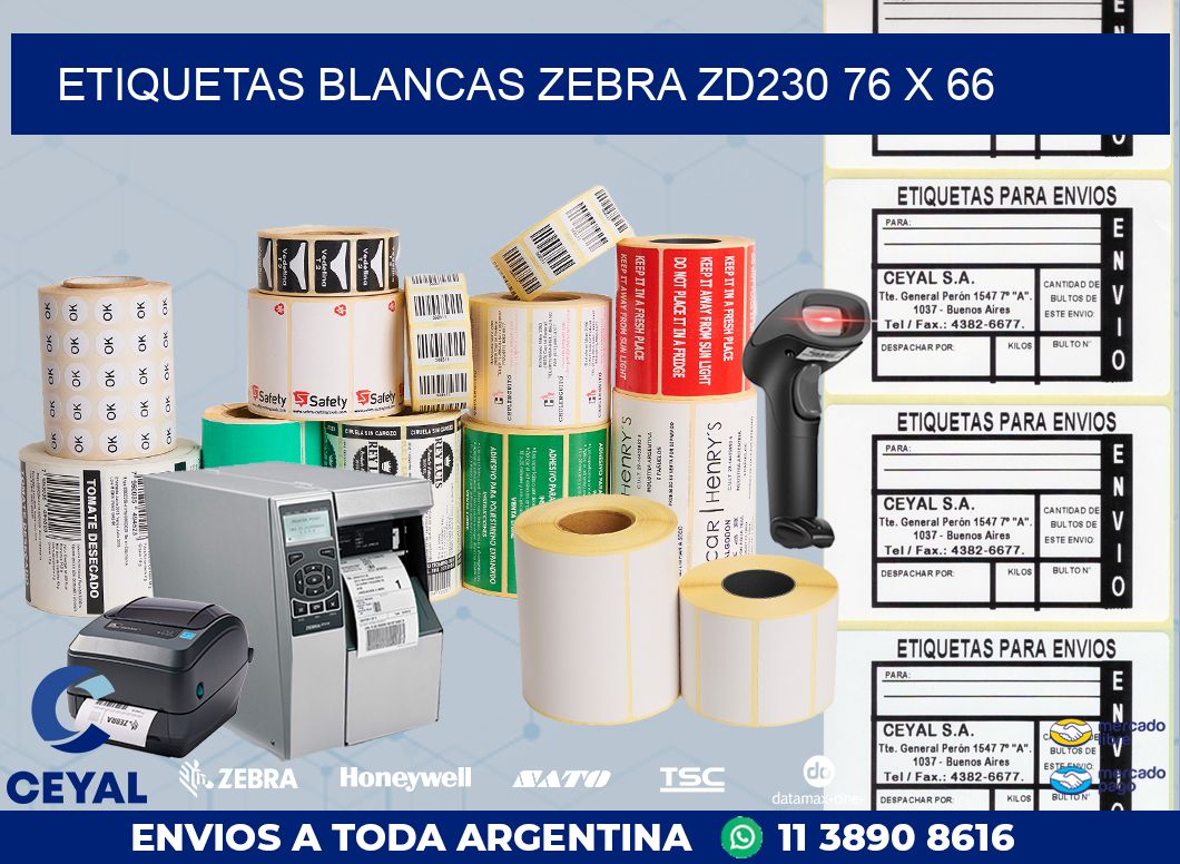 ETIQUETAS BLANCAS ZEBRA ZD230 76 x 66