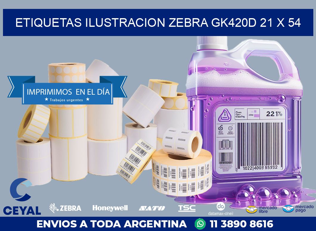 ETIQUETAS ILUSTRACION ZEBRA GK420D 21 x 54