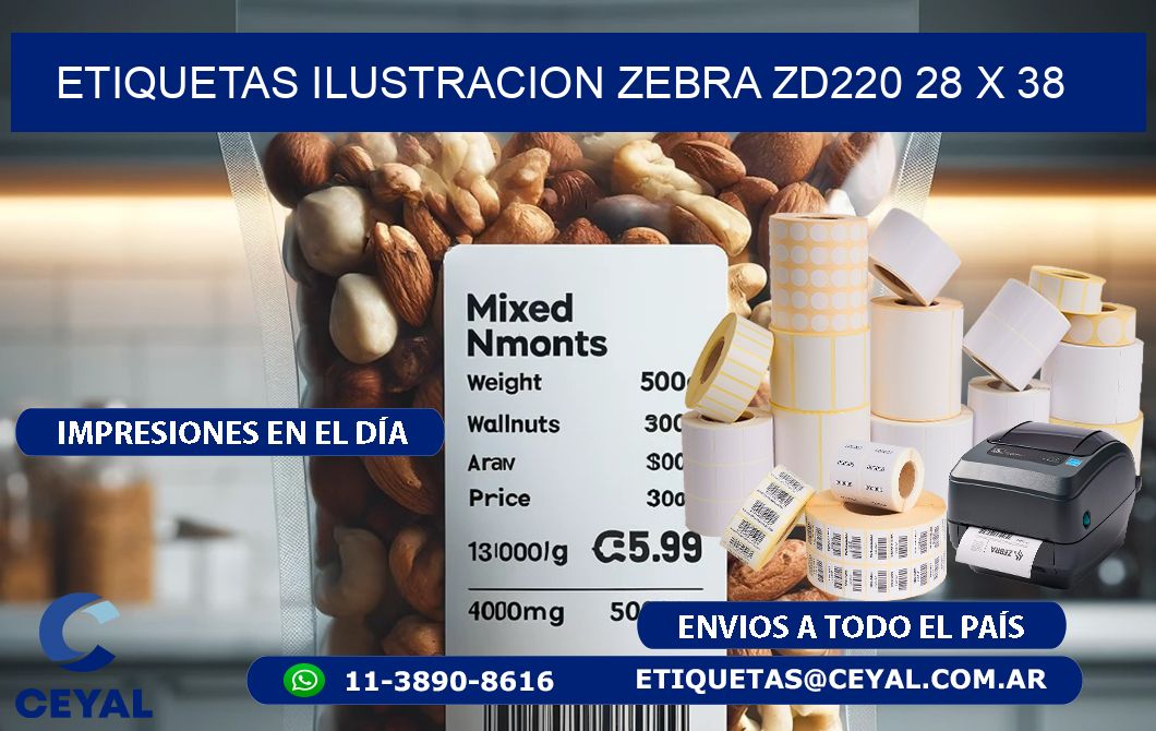 ETIQUETAS ILUSTRACION ZEBRA ZD220 28 x 38
