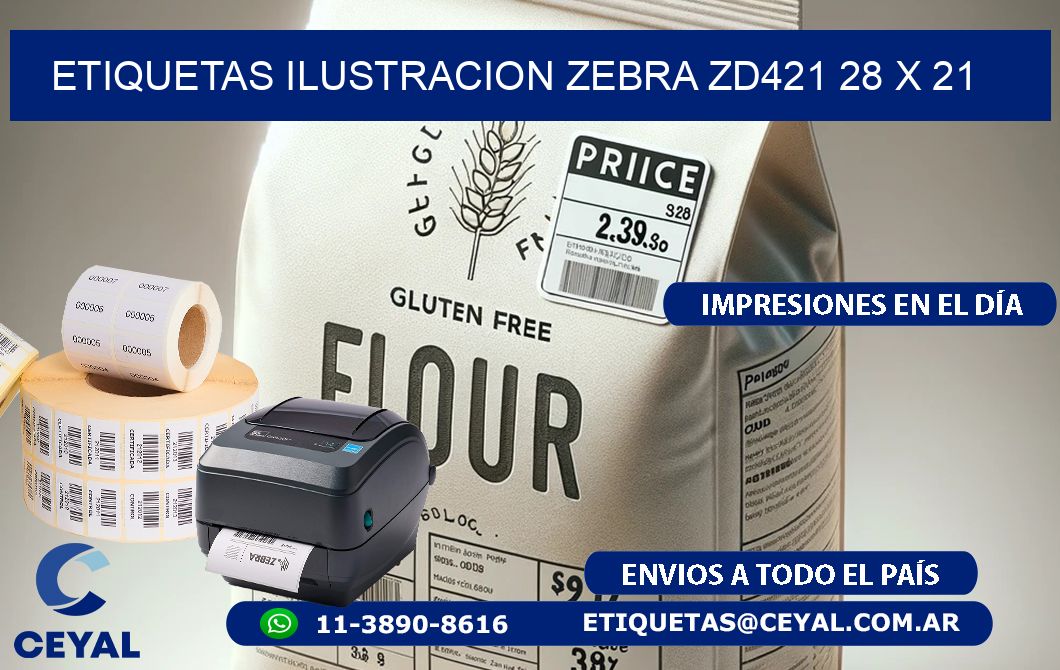 ETIQUETAS ILUSTRACION ZEBRA ZD421 28 x 21