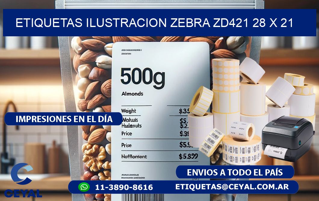 ETIQUETAS ILUSTRACION ZEBRA ZD421 28 x 21