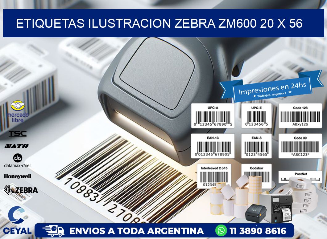 ETIQUETAS ILUSTRACION ZEBRA ZM600 20 x 56