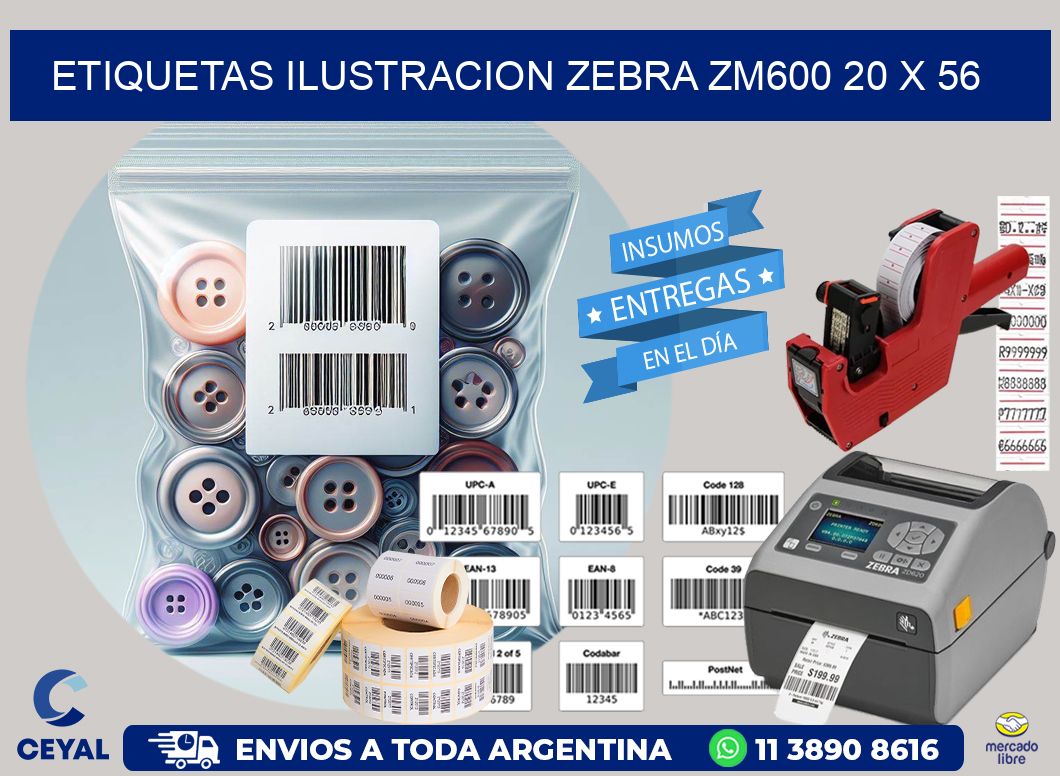 ETIQUETAS ILUSTRACION ZEBRA ZM600 20 x 56