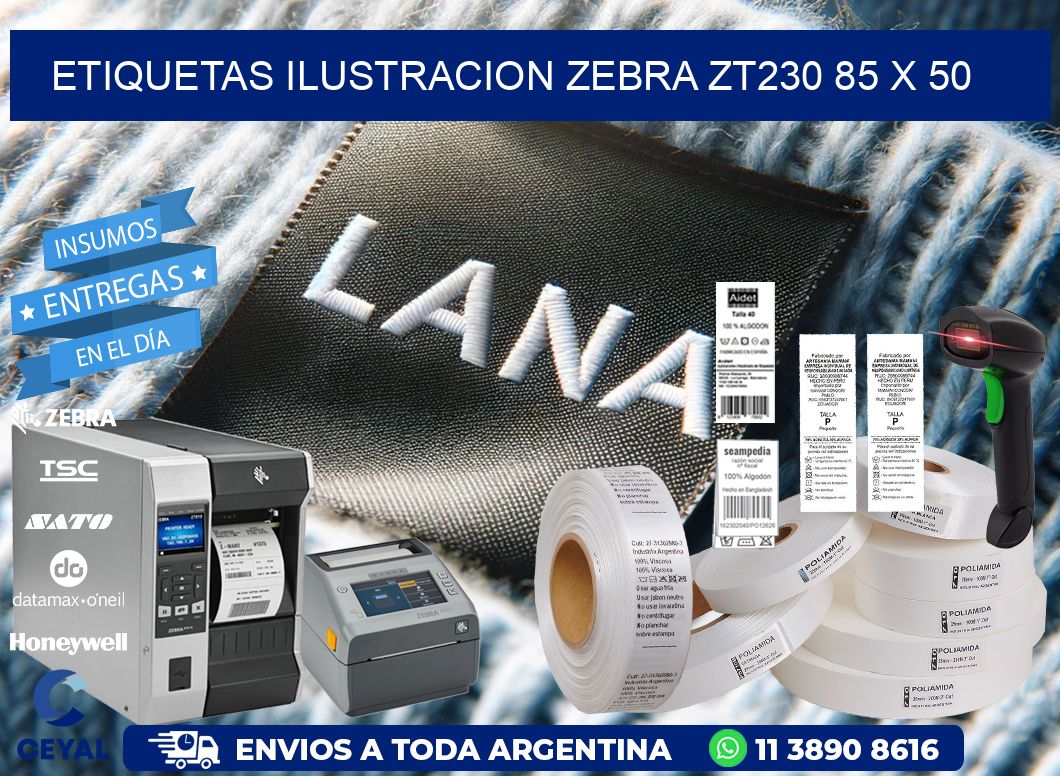 ETIQUETAS ILUSTRACION ZEBRA ZT230 85 x 50