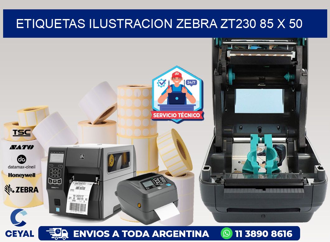 ETIQUETAS ILUSTRACION ZEBRA ZT230 85 x 50