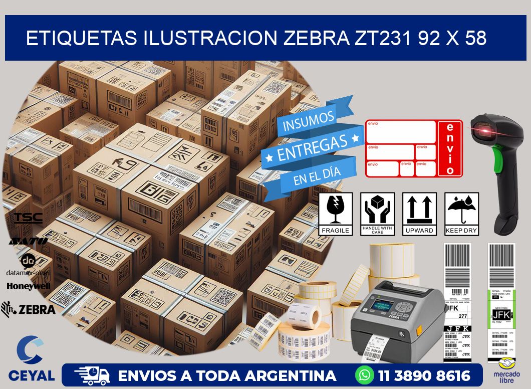 ETIQUETAS ILUSTRACION ZEBRA ZT231 92 x 58