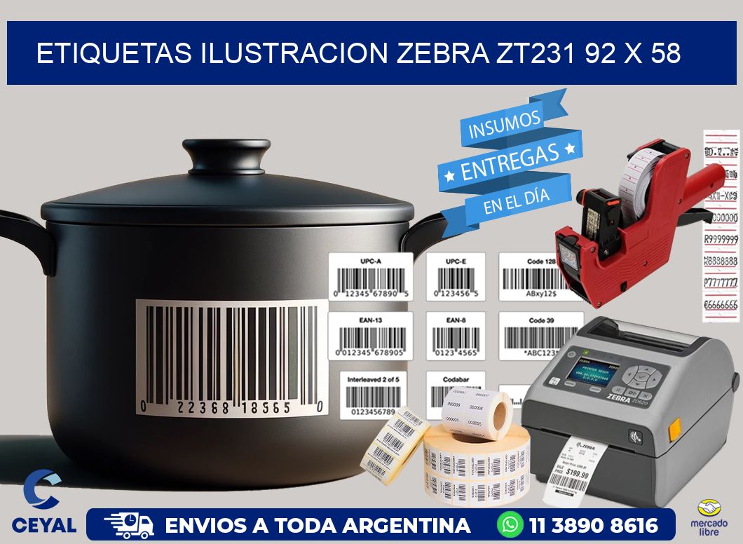 ETIQUETAS ILUSTRACION ZEBRA ZT231 92 x 58