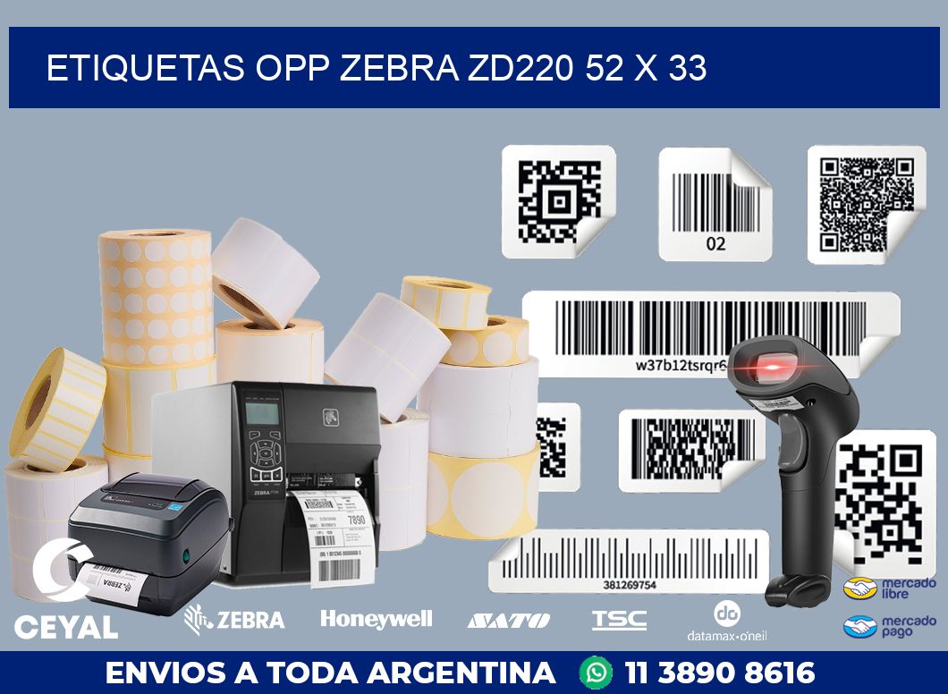 ETIQUETAS OPP ZEBRA ZD220 52 x 33