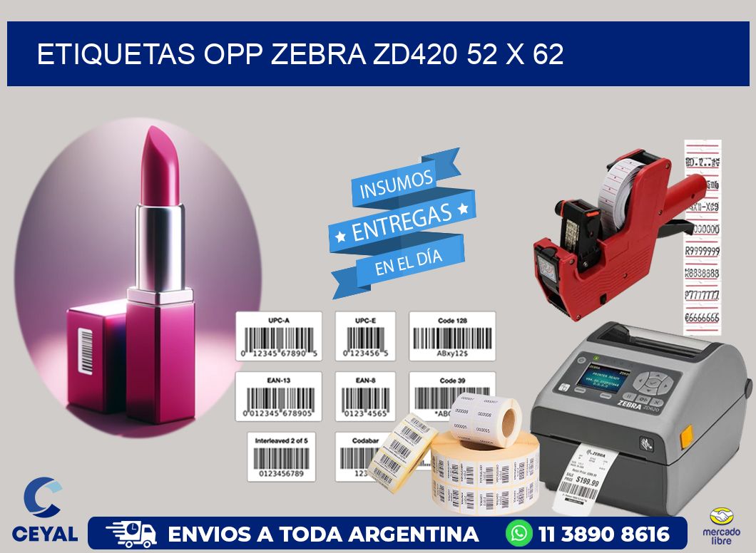 ETIQUETAS OPP ZEBRA ZD420 52 x 62