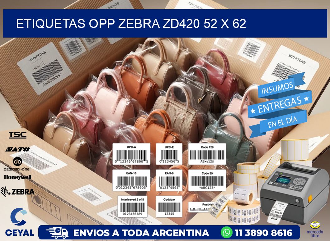 ETIQUETAS OPP ZEBRA ZD420 52 x 62